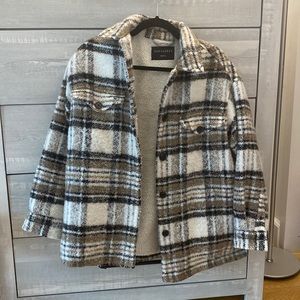 All Saints Size Small Plaid Sherpa Shacket Jacket - allsaints